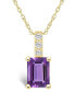 ფოტო #1 პროდუქტის Amethyst (1-5/8 Ct. T.W.) and Diamond Accent Pendant Necklace in 14K Yellow Gold