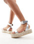 South Beach studded two part espadrille sandals in silver