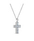 ფოტო #3 პროდუქტის Sterling Silver Halo Birthstone Style Genuine Aquamarine and White Topaz Fancy Cut Cross Pendant Necklace