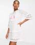 Raga Arshi embroidered mini beach dress in white