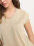 Фото #2 товара Only v neck t-shirt in gold metallic