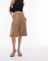 Topshop long tailored crossover waist short in sand Бежевый, 36 - фото #1