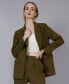 Фото #12 товара Women's Washed Twill Open Front Blazer