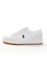 Фото #2 товара Polo Ralph Lauren Court Sport leather trainer with gum sole in white