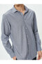 Basic Gömlek Klasik Manşet Yaka Düğmeli Uzun Kollu - 4SAM60016HW Lacivert Çizgili