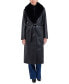 Фото #1 товара Women's Faux-Fur-Trim Faux-Leather Trench Coat