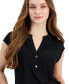 ფოტო #3 პროდუქტის Petite Dolman-Sleeve Split-Neck Top