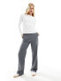 Фото #1 товара Mango zip side straight leg trousers in grey