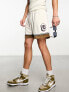 Фото #11 товара ASOS DESIGN oversized shorts in ecru towelling colour block with collegiate badging