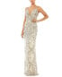 Фото #1 товара Mac Duggal Sequined Sleeveless Plunge Neck Trumpet Gown Women's Silver 8