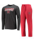 Men's Red, Heathered Charcoal Distressed Miami University RedHawks Meter Long Sleeve T-shirt and Pants Sleep Set