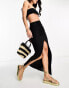 Фото #1 товара ASOS DESIGN co-ord slinky ruched front maxi skirt in black