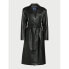 Scoop Faux Leather Trench Coat with Padded Shoulders Women M Black 100%Polyester