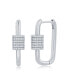 ფოტო #1 პროდუქტის Sterling Silver or Gold Plated Over Sterling Silver CZ Oval Carabiner Paperclip Earrings