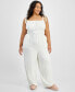 Trendy Plus Size Smocked Tie-Strap Jumpsuit, Created for Macy's