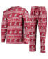 Men's Crimson Washington State Cougars Ugly Sweater Long Sleeve T-shirt and Pants Sleep Set