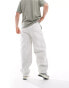 Фото #2 товара ASOS DESIGN oversized bow leg scuba joggers in white marl