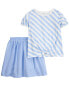 Фото #1 товара Kid 2-Piece Striped Top & Skort Set 4