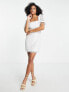 Фото #4 товара ASOS DESIGN lace mini tea dress with tie sleeve detail in white