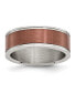 ფოტო #1 პროდუქტის Stainless Steel Brushed and Polished Brown 8mm Band Ring