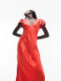 Topshop angel sleeve v neck maxi dress in red