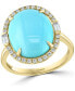 ფოტო #1 პროდუქტის EFFY® Diamond (1/3 ct. t.w.) & Turquoise (12 x 15mm) Statement Ring In 14k Gold