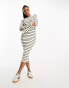 Фото #2 товара Vero Moda knitted stripe maxi dress in cream and black