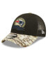 Фото #3 товара Men's Black, Camo New England Patriots 2022 Salute To Service 9FORTY Snapback Trucker Hat