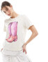 Фото #1 товара Monki short sleeve t-shirt in light beige with cowboy boots front print