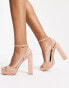 ASOS DESIGN Noun platform barely there heeled sandals in beige