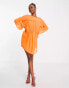 Фото #4 товара ASOS DESIGN – Oversize-Mini-Hängerkleid mit geraffter Taille in Neon-Orange