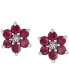 ფოტო #1 პროდუქტის Ruby (1-3/4 ct. t.w.) & Diamond Accent Flower Stud Earrings in Sterling Silver