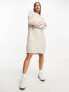 Фото #5 товара JDY puff sleeve knitted mini jumper dress in stone