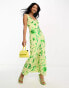 Фото #1 товара ASOS DESIGN sleeveless plunge neck burnout midi dress in green floral