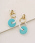 ფოტო #2 პროდუქტის Imitation Pearl and Turquoise Donut Drop Earrings