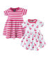 ფოტო #1 პროდუქტის Baby Girls Cotton Short-Sleeve Dresses 2pk, Bright Flamingo