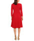 Women's 3/4-Sleeve Pleated Fit & Flare Dress