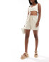 Threadbare linen blend tie waist shorts in ecru