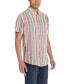 Фото #5 товара Men's Short Sleeve Stripe Linen Cotton Shirt