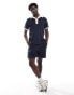 GANT logo towelling resort contrast collar polo in navy CO-ORD