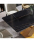 Фото #9 товара 63-Inch Modern Artificial Stone Black Straight Edge Golden Metal X-Leg Dining Table -6 People