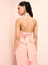 Фото #3 товара ASOS LUXE halter neck tailored waist coat with bow back detail in peach