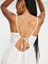 Topshop tall Broderie tiered mini beach dress in white