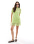 ASOS DESIGN open stitch t-shirt mini dress in bright green Зеленый, 42 - фото #1