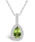 Peridot (1 Ct. T.W.) and Diamond (1/5 Ct. T.W.) Halo Pendant Necklace in 14K White Gold