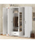 4-Door Mirror Wardrobe with shelves, White