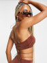 Фото #2 товара ASOS DESIGN mix and match skinny strap beach crop top in brown