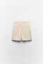 High-waist pleated bermuda shorts