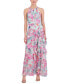 Women's Printed Cascading Halter Dress