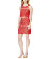 kensie Women's Sleeveless Scoop Neck Layered Lace Dress Rouge Red XL